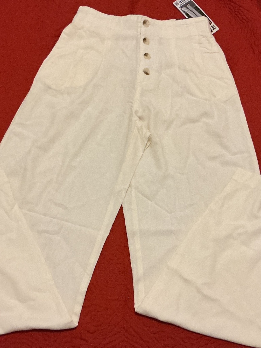 Rewash Wide Leg Pants Medium Elastic Waist Cream Palooza Style Button Front NWT